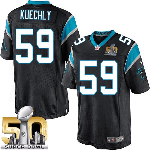 Men's Limited Luke Kuechly Super Bowl L Nike Jersey Black Home - #59 NFL Carolina Panthers